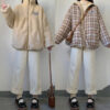 Reversible Zipper Jacket Checkered Or Thickened Cotton Coat