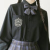 School Uniform Black Shirt Embroidered Coat of Arms Teddy Bear