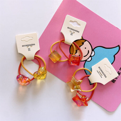 Set of 2 Pieces of Hair Bands Bright Transparent Cubes Asterisks Hearts