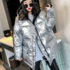Silver Gloss Quilted Down Jacket Coat
