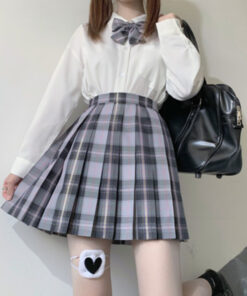 Size M School Japanese Skirt Plus Bow Tie - Harajuku