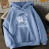 Soft Blue Hoodie Winter Print Month In Clouds