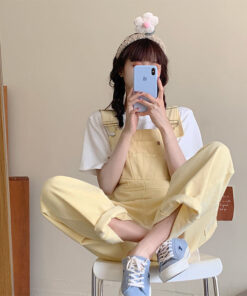 Sweet Kawaii Yellow Jumpsuit Jeans Summer Pants - Harajuku