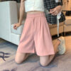 Sweet Summer White Pink Ice Silk Shorts - Harajuku