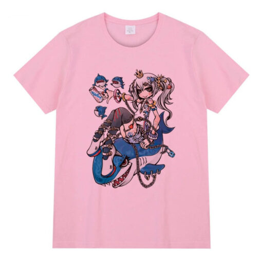 T-shirt Gothic Kawaii Girl Shark - Harajuku