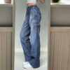 Unisex Jeans Casual Wide Leg Pants Side Pockets - Harajuku