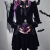 Vintage Black Gothic Dress Thick Velvet Lace - Harajuku