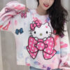 Vintage Pink Sweater Japanese Winter Pullover Kawaii - Harajuku