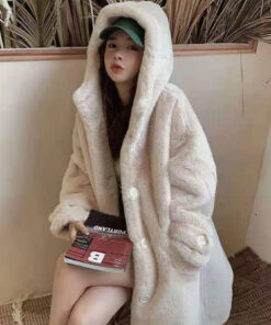 Warm Soft Hooded Fur Coat Velvet Faux Mink Fur