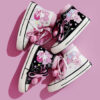 White Black Canvas Sneakers Pink Rabbit - Harajuku