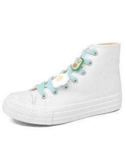 White Canvas Sneakers Tall Pastel Kawaii Egg Avocado