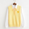 White Shirt Yellow Vest Chicken Set College - Harajuku