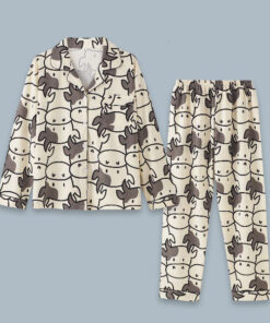 White Two Piece Set Pajamas Plus Pants Goose Bears