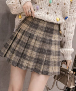 Winter Grunge Plaid Pleated Mini Skirt Shorts - Harajuku