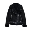 ZA Black Or Khaki Motorcycle Jacket Shirt Suede Lambskin Fur