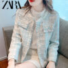 ZA Luxurious Basic Beaded Cardigan Short Coat