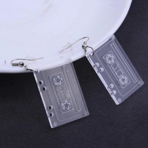 Acrylic Earrings Vinyl Record Cassettes - Harajuku
