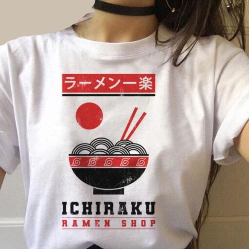 Anime Naruto Akatsuki Print White T-shirt - Harajuku