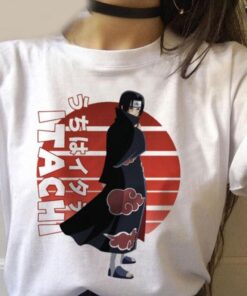 Anime Naruto Akatsuki Print White T-shirt - Harajuku