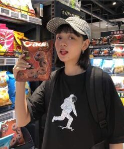 Black Astronaut Skateboard T-Shirt - Harajuku