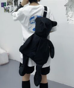 Black Backpack Puppet Bear - Harajuku