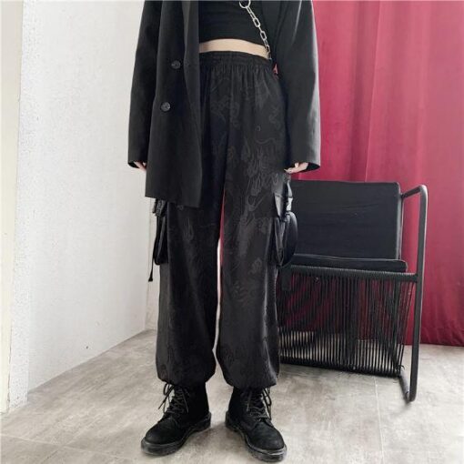 Black Punk Korean Girl Pants - Harajuku