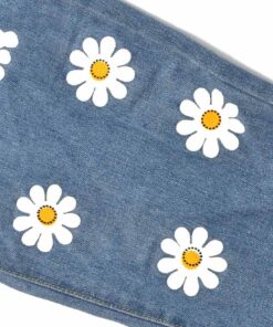 Blue Jeans Print Daisy Flowers - Harajuku