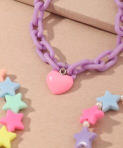 Bracelet Three Pieces Star Beads Heart - Harajuku