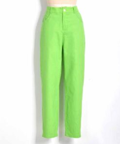 Bright Green Jeans Pants - Harajuku