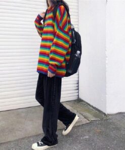 Bright Striped Rainbow Sweater - Harajuku