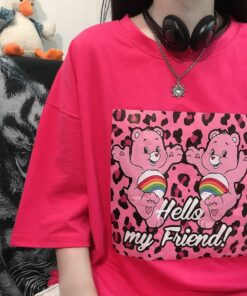 Bright T-shirt Happiness Rainbow Bears - Harajuku