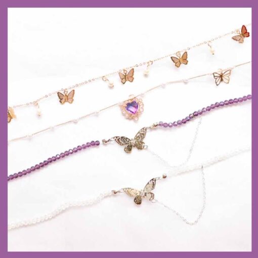 Butterfly Lace Purple Necklace - Harajuku
