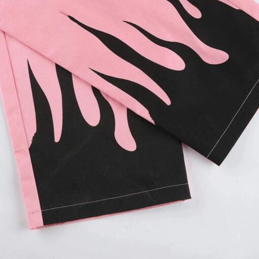Gothic Pink Pants Print Dark Flare - Harajuku