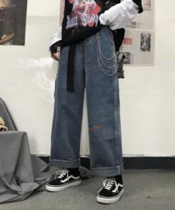 Harajuku Wide Leg High Street Jeans - Harajuku