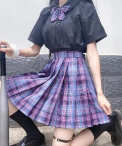 Japanese Harajuku Plaid Pleated Skirt - Harajuku
