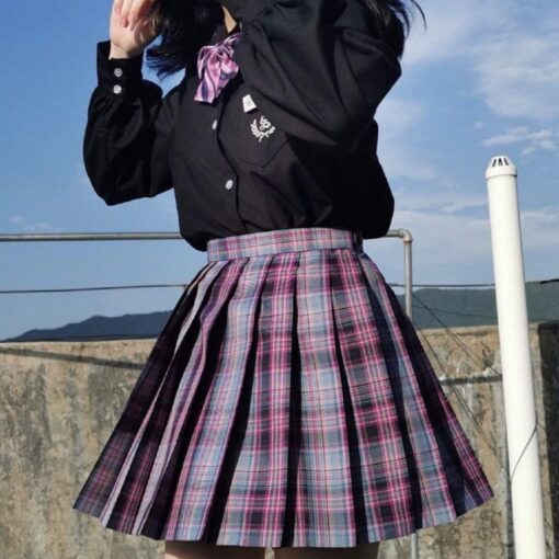 Japanese Harajuku Plaid Pleated Skirt - Harajuku