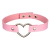 Necklace Heart Leather Metal Pink - Harajuku