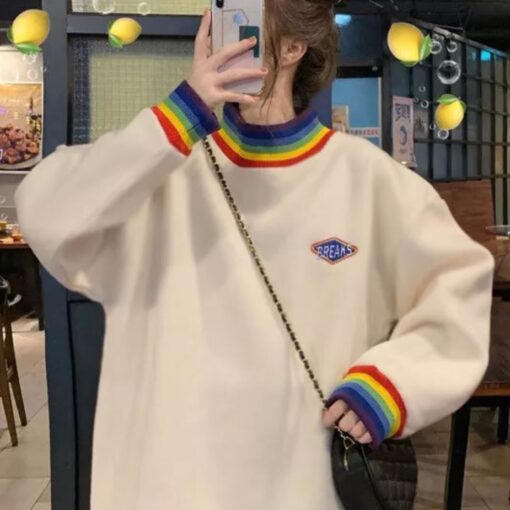 Oversized Sweater Harajuku Rainbow Sleeves - Harajuku