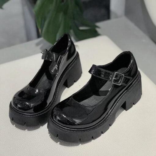 Platform Heel Shoes Glossy Matte - Harajuku