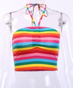 Rainbow Stripes Short Top - Harajuku