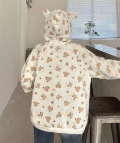 Sweatshirt Cardigan Jacket Cute Bears - Harajuku