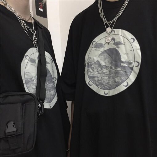 T-shirt Black Short Sleeve - Harajuku