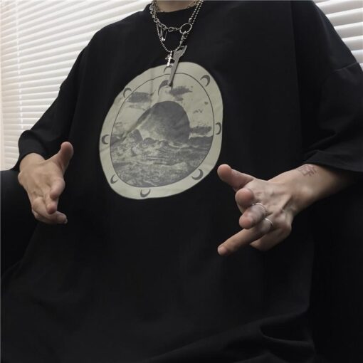T-shirt Black Short Sleeve - Harajuku