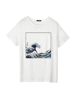 T-shirt Wave Japanese Print - Harajuku