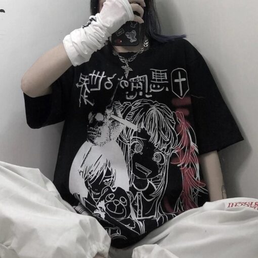 Tshirt Punk Goth Street Dark Kawaii - Harajuku
